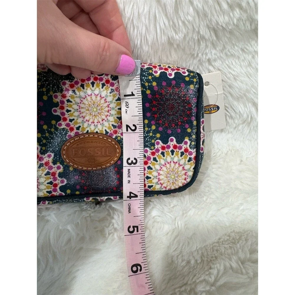 Fossil Calypso Floral Kisslock Makeup Cosmetic Pouch Case w/ Mirror - Picture 2 of 7